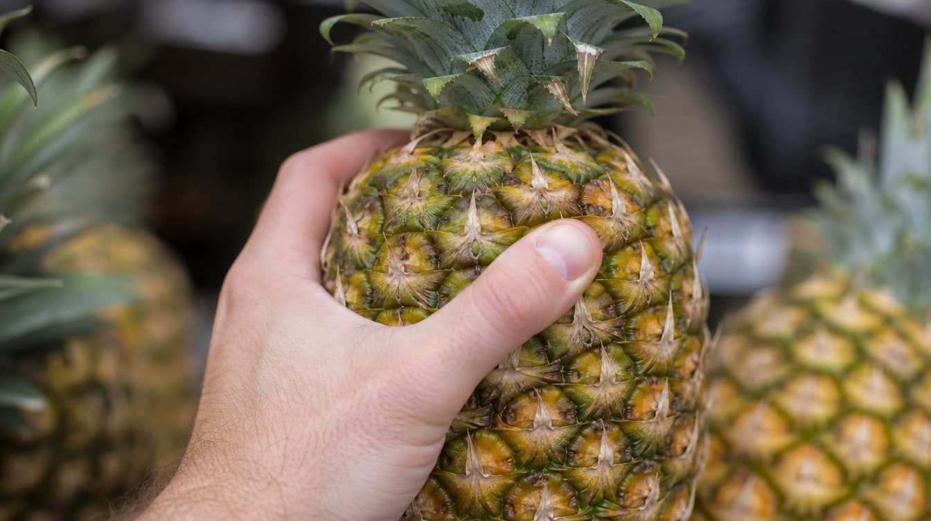 Hand holding pineapple