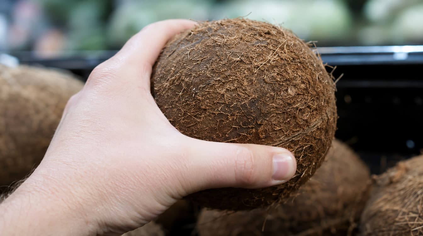 Hand holding coconut
