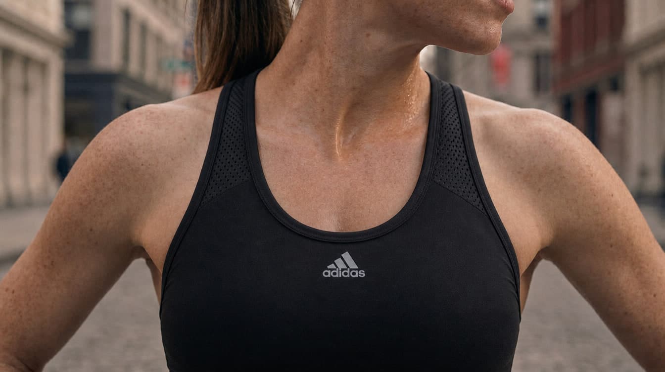 Runner in black Adidas sports bra