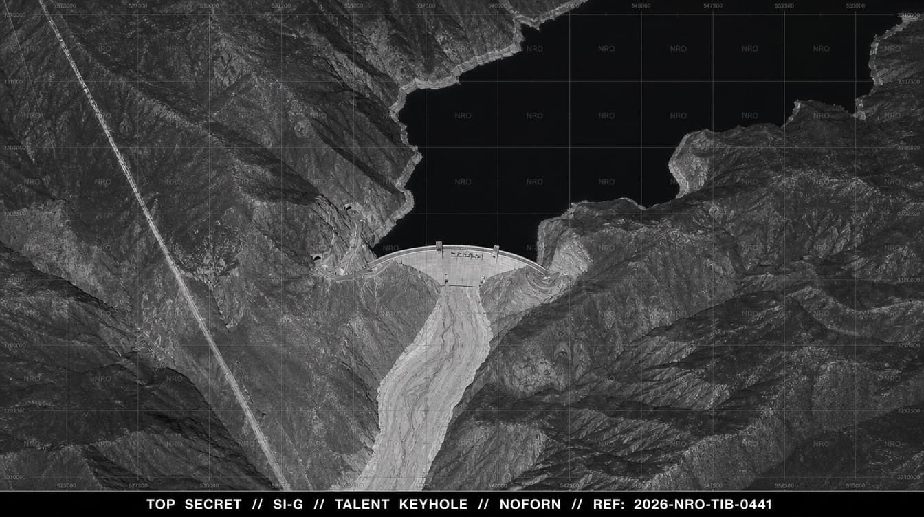 Satellite view of dam and reservoir